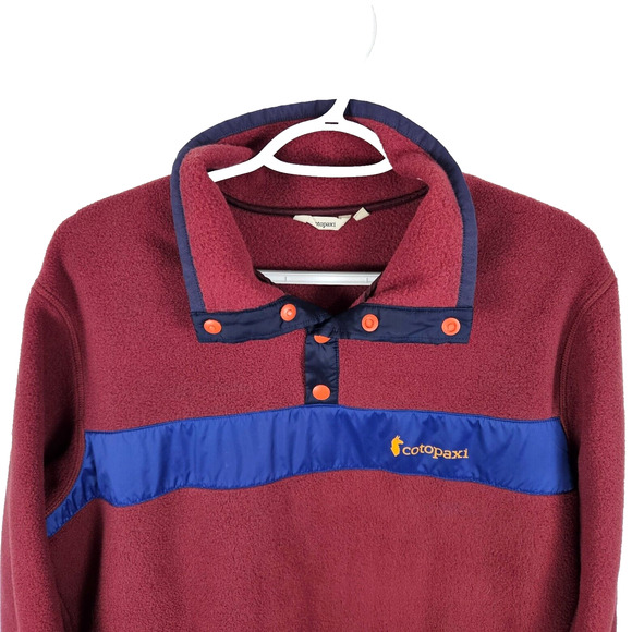 Cotopaxi Teca Fleece Snap T Pullover Sweater Jacket Mens M Red Blue Midlayer - Picture 2 of 5